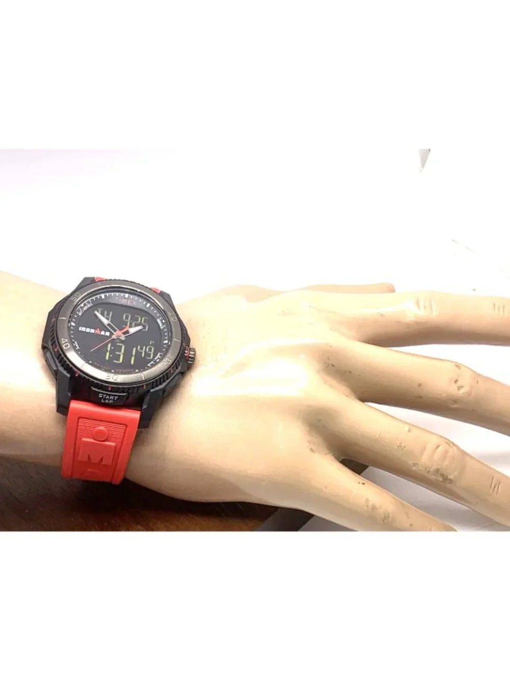 Timex Men's Watch TW5M55000 Ironman Quartz Sport Red Black Rubber Band 46mm